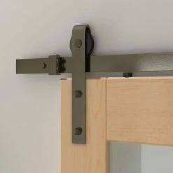 Quiet Glide 96 in. Soft Close Antique Brass Sliding Barn Door Hardware and Track Kit -Baldwin Sales Store antique brass quiet glide barn door hardware nt140009w9603sc 1f 1000