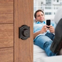 Baldwin Prestige Single Cylinder Venetian Bronze Arched Deadbolt Featuring SmartKey Security -Baldwin Sales Store baldwin deadbolts 380 arb 11p smt cp rcal 1f 1000