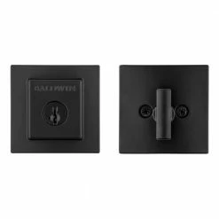 Baldwin Prestige Spyglass Matte Black Square Single Cylinder Deadbolt Featuring SmartKey Security -Baldwin Sales Store baldwin deadbolts 380sdb514smtcpr fa 1000