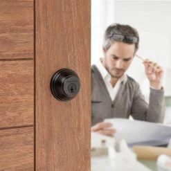 Baldwin Prestige Venetian Bronze Double Cylinder Round Deadbolt with Microban Antimicrobial Technology -Baldwin Sales Store baldwin deadbolts 385 rdb 11p smt cp rcal 4f 1000