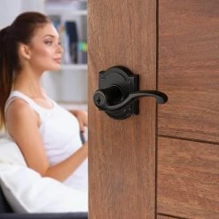 Baldwin Prestige Madrina Venetian Bronze Entry Door Handle Featuring SmartKey Security -Baldwin Sales Store baldwin entry door handles 354mdl arb 11p smt cp 4f 1000