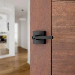 Baldwin Prestige Spyglass Matte Black Entry Door Handle Featuring SmartKey Security with Microban Antimicrobial Technology -Baldwin Sales Store baldwin entry door handles 354splsqr514smt 1f 1000