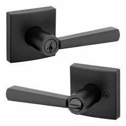 Baldwin Prestige Spyglass Matte Black Entry Door Handle Featuring SmartKey Security with Microban Antimicrobial Technology -Baldwin Sales Store baldwin entry door handles 354splsqr514smt 4f 1000