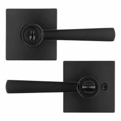 Baldwin Prestige Spyglass Matte Black Entry Door Handle Featuring SmartKey Security with Microban Antimicrobial Technology -Baldwin Sales Store baldwin entry door handles 354splsqr514smt 76 1000