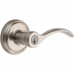 Baldwin Prestige Tobin Satin Nickel Entry Door Handle Featuring SmartKey Security