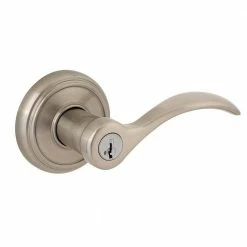 Baldwin Prestige Tobin Satin Nickel Entry Door Handle Featuring SmartKey Security