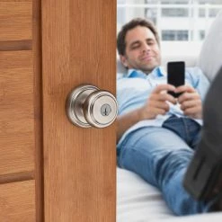 Baldwin Prestige Alcott Satin Nickel Entry Door Knob Featuring SmartKey Security -Baldwin Sales Store baldwin entry door knobs 354atk rdb 15 smt cp 6al 1f 1000