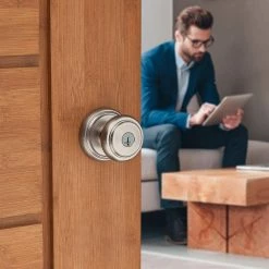 Baldwin Prestige Alcott Satin Nickel Entry Door Knob Featuring SmartKey Security -Baldwin Sales Store baldwin entry door knobs 354atk rdb 15 smt cp 6al 44 1000