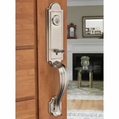 Baldwin Prestige Avendale Single Cylinder Satin Nickel Door Handleset with Arch Rose Carnaby Door Knob feat SmartKey Security -Baldwin Sales Store baldwin knob handlesets 91800 039 1f 1000