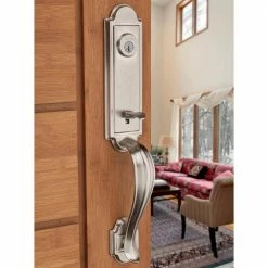 Baldwin Prestige Avendale Single Cylinder Satin Nickel Door Handleset with Arch Rose Carnaby Door Knob feat SmartKey Security -Baldwin Sales Store baldwin knob handlesets 91800 039 4f 1000