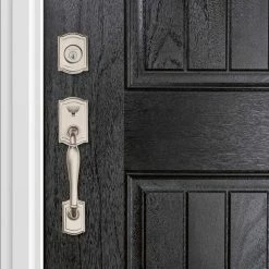 Baldwin Prestige Wesley Single Cylinder Satin Nickel Door Handleset with Alcott Door Knob Featuring SmartKey Security -Baldwin Sales Store baldwin knob handlesets 91800 042 76 1000