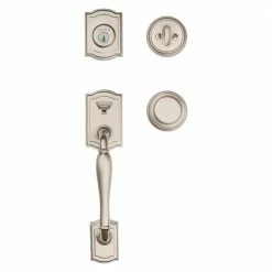 Baldwin Prestige Wesley Single Cylinder Satin Nickel Door Handleset with Alcott Door Knob Featuring SmartKey Security -Baldwin Sales Store baldwin knob handlesets 91800 042 c3 1000