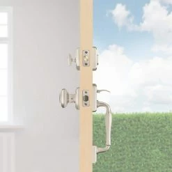 Baldwin Prestige Wesley Single Cylinder Satin Nickel Door Handleset with Alcott Door Knob Featuring SmartKey Security -Baldwin Sales Store baldwin knob handlesets 91800 042 fa 1000