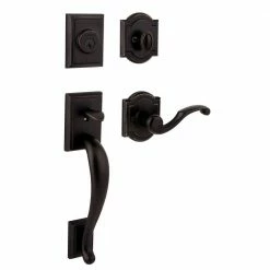 Baldwin Prestige Pistoria Single Cylinder Venetian Bronze Exterior Door Handleset w/ Madrina Door Handle feat SmartKey Security