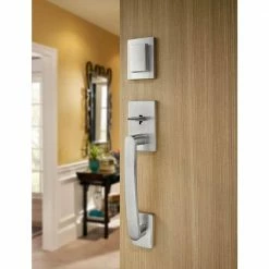 Baldwin Prestige Spyglass Single Cylinder Satin Nickel Door Handleset Featuring SmartKey Security -Baldwin Sales Store baldwin lever handlesets 180sphxspl sqr 15 smt cp 1f 1000