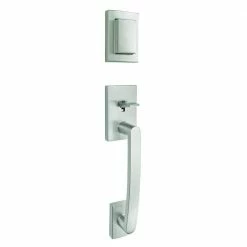 Baldwin Prestige Spyglass Single Cylinder Satin Nickel Door Handleset Featuring SmartKey Security