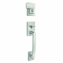 Baldwin Prestige Spyglass Single Cylinder Satin Nickel Door Handleset Featuring SmartKey Security -Baldwin Sales Store baldwin lever handlesets 180sphxspl sqr 15 smt cp c3 1000