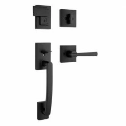Baldwin Prestige Spyglass Matte Black Single Cylinder Door Handleset with Square Spyglass Door Handle Feat SmartKey Security -Baldwin Sales Store baldwin lever handlesets 180sphxspl514 4f 1000