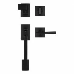 Baldwin Prestige Spyglass Matte Black Single Cylinder Door Handleset with Square Spyglass Door Handle Feat SmartKey Security -Baldwin Sales Store baldwin lever handlesets 180sphxspl514 66 1000