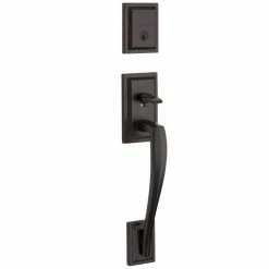 Baldwin Torrey Pines Venetian Bronze Low Profile Single Cylinder Entry Door Handleset w/ Torrey Door Handle ft SmartKey Security