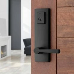 Baldwin Prestige Spyglass Matte Black Universal Entrance Door Handleset Featuring SmartKey Security -Baldwin Sales Store baldwin lever handlesets 183spexspl514 1f 1000