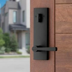 Baldwin Prestige Spyglass Matte Black Universal Entrance Door Handleset Featuring SmartKey Security -Baldwin Sales Store baldwin lever handlesets 183spexspl514 66 1000
