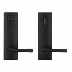 Baldwin Prestige Spyglass Matte Black Universal Entrance Door Handleset Featuring SmartKey Security -Baldwin Sales Store baldwin lever handlesets 183spexspl514 76 1000