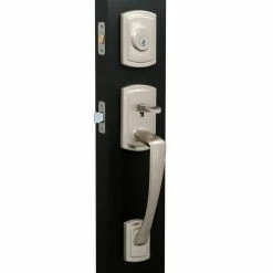 Baldwin Prestige Nautica Single Cylinder Satin Nickel Door Handleset with Tobin Door Handle Featuring SmartKey Security -Baldwin Sales Store baldwin lever handlesets 91800 036 1d 1000