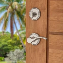 Baldwin Prestige Nautica Single Cylinder Satin Nickel Door Handleset with Tobin Door Handle Featuring SmartKey Security -Baldwin Sales Store baldwin lever handlesets 91800 036 44 1000