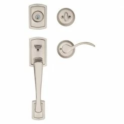 Baldwin Prestige Nautica Single Cylinder Satin Nickel Door Handleset with Tobin Door Handle Featuring SmartKey Security -Baldwin Sales Store baldwin lever handlesets 91800 036 4f 1000