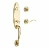 Baldwin Reserve Chesapeake Single Cylinder Lifetime Polished Brass Door Handleset w/ Curve Left-Handed Door Handle & Round Rose 1 Baldwin Reserve Chesapeake Single Cylinder Lifetime Polished Brass Door Handleset w/ Curve Left-Handed Door Handle & Round Rose -Baldwin Sales Store baldwin lever handlesets sc chexcur l trr 003 64 1000