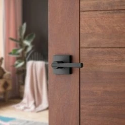 Baldwin Prestige Spyglass Matte Black Hall/Closet Door Lever with Microban Antimicrobial Technology -Baldwin Sales Store baldwin passage door handles 352splsqr514cp6 1f 1000