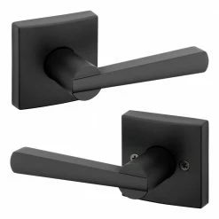 Baldwin Prestige Spyglass Matte Black Hall/Closet Door Lever with Microban Antimicrobial Technology -Baldwin Sales Store baldwin passage door handles 352splsqr514cp6 4f 1000