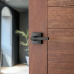 Baldwin Prestige Spyglass Matte Black Hall/Closet Door Lever with Microban Antimicrobial Technology -Baldwin Sales Store baldwin passage door handles 352splsqr514cp6 66 1000