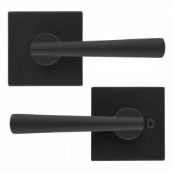 Baldwin Prestige Spyglass Matte Black Hall/Closet Door Lever with Microban Antimicrobial Technology -Baldwin Sales Store baldwin passage door handles 352splsqr514cp6 76 1000