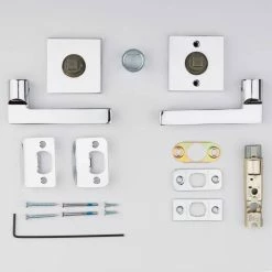 Baldwin Reserve Square Polished Chrome Universal Hall/Closet Door Handle with Contemporary Square Rose -Baldwin Sales Store baldwin passage door handles pssqucsr260 1f 1000