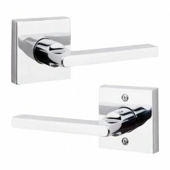 Baldwin Reserve Square Polished Chrome Universal Hall/Closet Door Handle with Contemporary Square Rose -Baldwin Sales Store baldwin passage door handles pssqucsr260 4f 1000