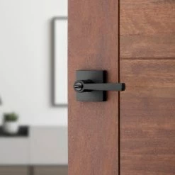 Baldwin Prestige Spyglass Matte Black Bed/Bath Door Handle with Microban Antimicrobial Technology -Baldwin Sales Store baldwin privacy door handles 353splsqr514cp6 66 1000