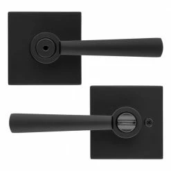 Baldwin Prestige Spyglass Matte Black Bed/Bath Door Handle with Microban Antimicrobial Technology -Baldwin Sales Store baldwin privacy door handles 353splsqr514cp6 76 1000