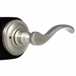 Baldwin Reserve Curve Satin Nickel Universal Bed/Bath Door Handle with Traditional Round Rose -Baldwin Sales Store baldwin privacy door handles pv cur r trr 150 40 1000