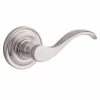 Baldwin Reserve Curve Satin Nickel Universal Bed/Bath Door Handle with Traditional Round Rose -Baldwin Sales Store baldwin privacy door handles pv cur r trr 150 64 1000