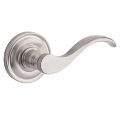 Baldwin Reserve Curve Satin Nickel Universal Bed/Bath Door Handle with Traditional Round Rose