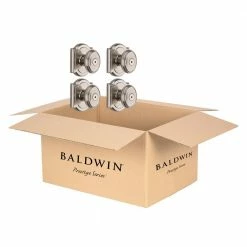 Baldwin Prestige Carnaby Satin Nickel Bed/Bath Door Knob (4-Pack) -Baldwin Sales Store baldwin privacy door knobs 353cykarb154pk c3 1000