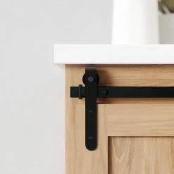 Quiet Glide 60 in. Black Miniature Hook Sliding Barn Door Hardware for Single Furniture Wood Doors -Baldwin Sales Store black quiet glide barn door hardware nt 1310 01 08 60 4f 1000