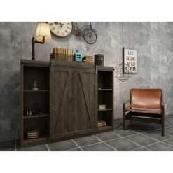 Quiet Glide 72 in. Black Miniature Hook Sliding Barn Door Hardware for Single Furniture Wood Doors