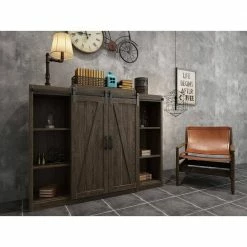 Quiet Glide 60 in. Black Miniature Hook Sliding Barn Door Hardware for Double Furniture Wood Doors -Baldwin Sales Store black quiet glide barn door hardware nt 1310 01 602 4f 1000