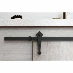 Quiet Glide 48 in. Black Miniature Spade Sliding Barn Door Hardware for Single Furniture Wood Doors -Baldwin Sales Store black quiet glide barn door hardware nt 1310 10 08 48 4f 1000