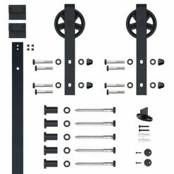 Quiet Glide 78-3/4 in. Black Sliding Barn Door Hardware and Track Kit -Baldwin Sales Store black quiet glide barn door hardware nt140008w08 4f 1000