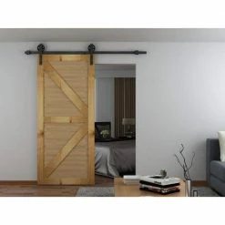 Quiet Glide 78-3/4 in. Black Sliding Barn Door Hardware and Track Kit