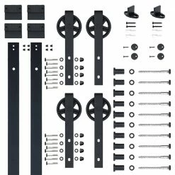 Quiet Glide 78-3/4 in Bypass Black Sliding Barn Door Hardware and Track Kit